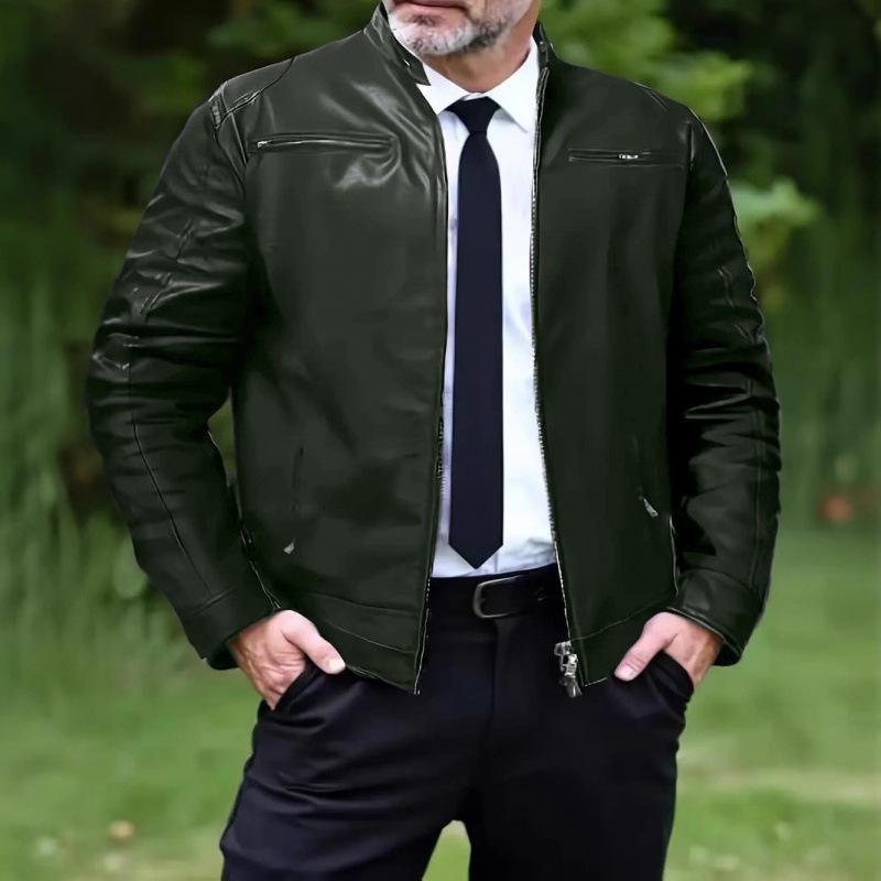 Men's Vintage Fashion Jacket Stand-Up Collar Motorcycle Jacket Slim Fit Multi-Pocket Jacket Spring Summer