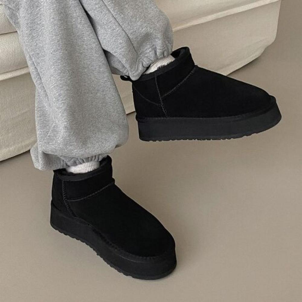 Gomvely Short Wool Leather Ankle Boots 4.5cm