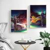 Initial D Poster Anime Initial Drift Car AE86 TAKUMI Neon Wall Art Kawaii Room Decor Quality Canvas Painting Home Decoration