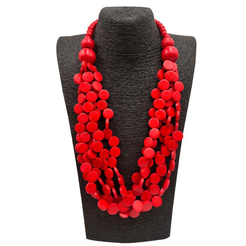 Этнический стиль, цвет древесной щепы, многослойный набор колье и серег с бахромой