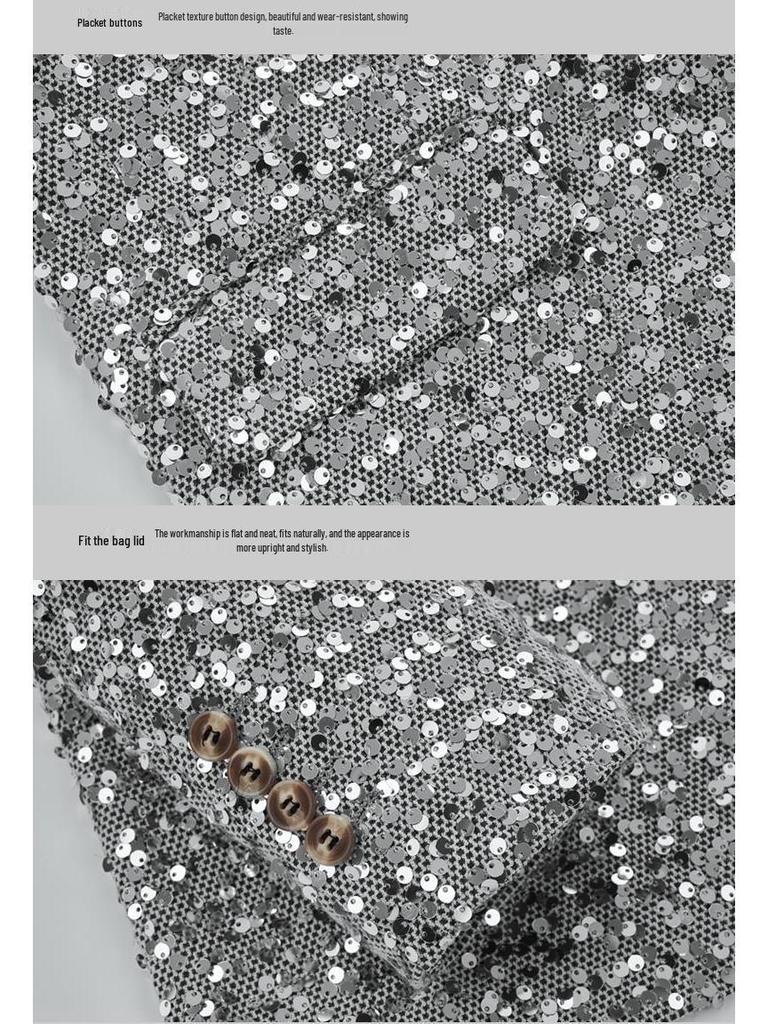 Foreign Trade 2025 Gold Sequin Tuxedo for Men - Korean Style Nightclub Host and Photo Studio Suit