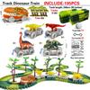 Dinosaur Toys-Magical Train Track Racing Toy Bend Flexible Race Track Flash Light Car Educational Toys For Kids Gift
