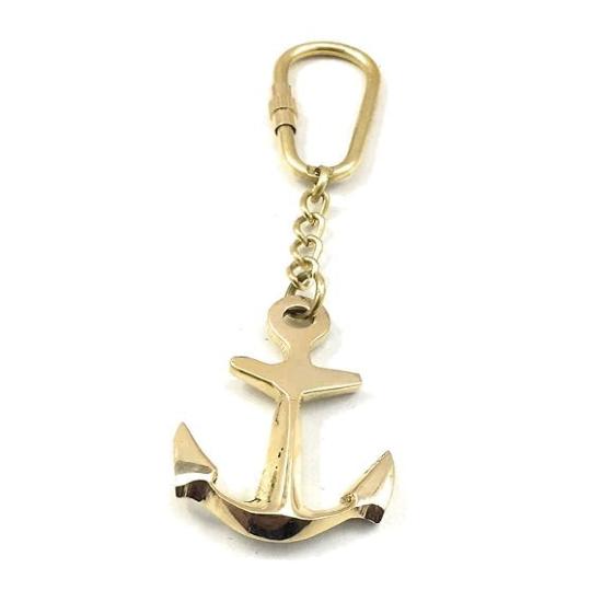 Vintage Brass Anchor Keychain Handmade Nautical Maritime Key Ring Collectible Gift Accessory