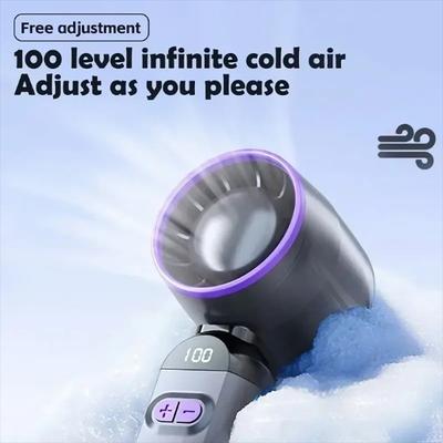 Outdoor Portable Handheld Fan Adjustable Turbo Mini Fan Digital Display Gifts for Women Men Travel/Camping