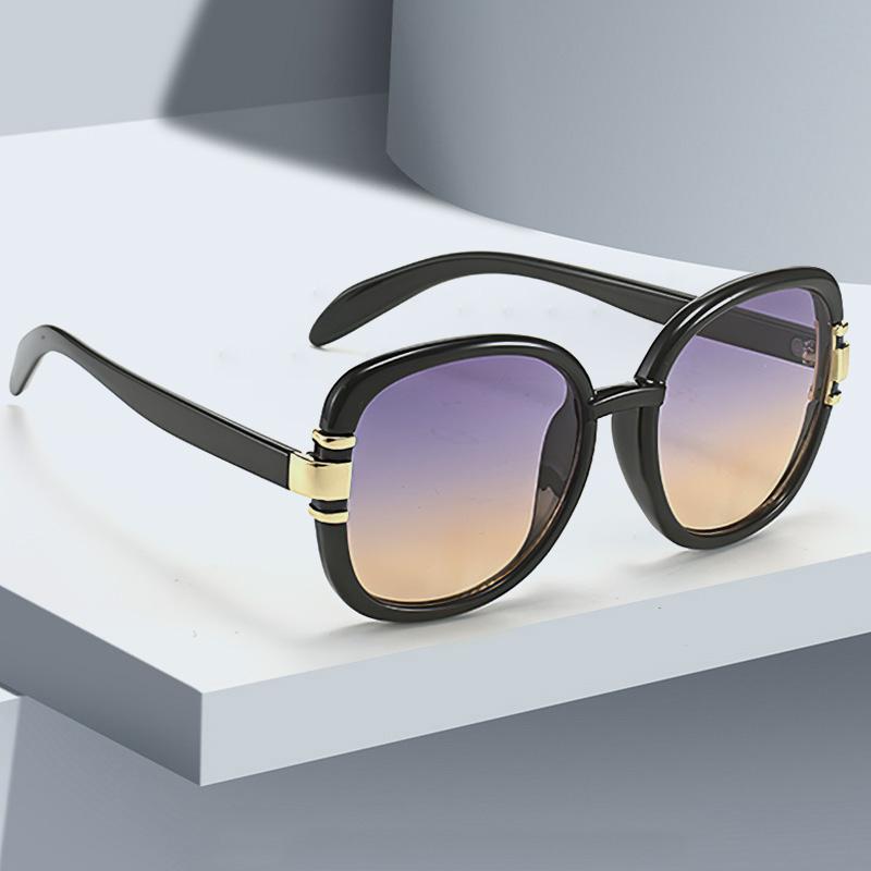 New In Sun Glasses for Women Modern Fashion Purple Orange Gradient Decorative Glasses Transparent Plastic Frame Metal