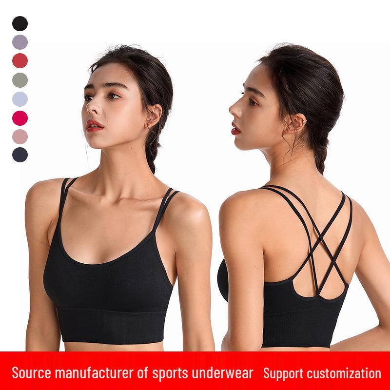 European & American Plus Size Criss-Cross Back Sports Bra - Wire-Free, Shockproof Yoga & Running Bra for Women