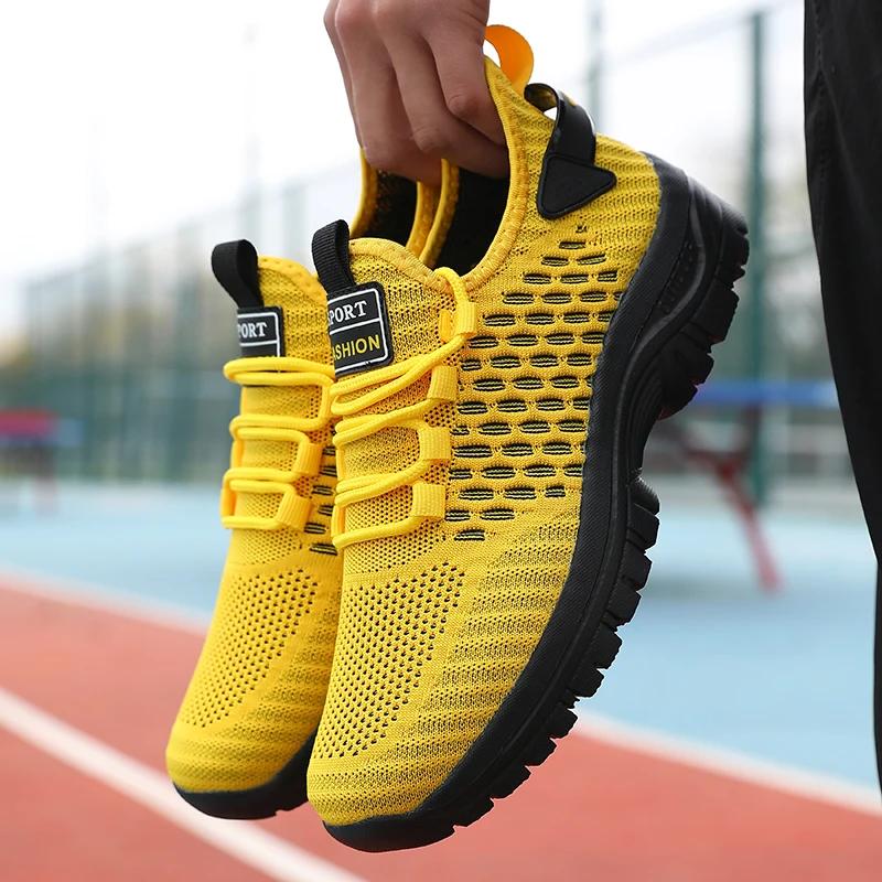 

Men Sports Running Black Jogging Shoes Casual Sneakers Outdoor Breathable Mesh for Women Light Shock-absorpti Black Tennis 46 жовтий