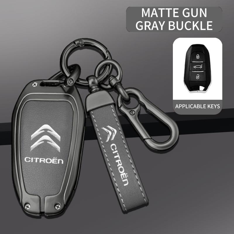 Metalen Lederen Auto Afstandsbediening Sleutelhoes Cover Sleutel Beschermer Fob Voor Citroen C1 C2 C4 C6 C3-XR Picasso Grand DS3 DS5 Auto Accessoires