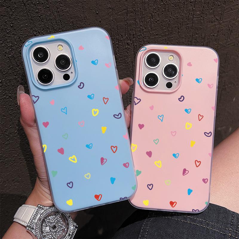 Matte Frosted Skin Feel Casing PC+TPU 2in1 Heart Shape Patterned Printed Protective Cover Soft Back Case for iPhone 17