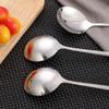 1/3Pcs Stainless Steel Spoon Thicken Long Handle Soup Spoons Round Scoops Ice Cream Dessert Coffee Drinking Kitchen Tableware