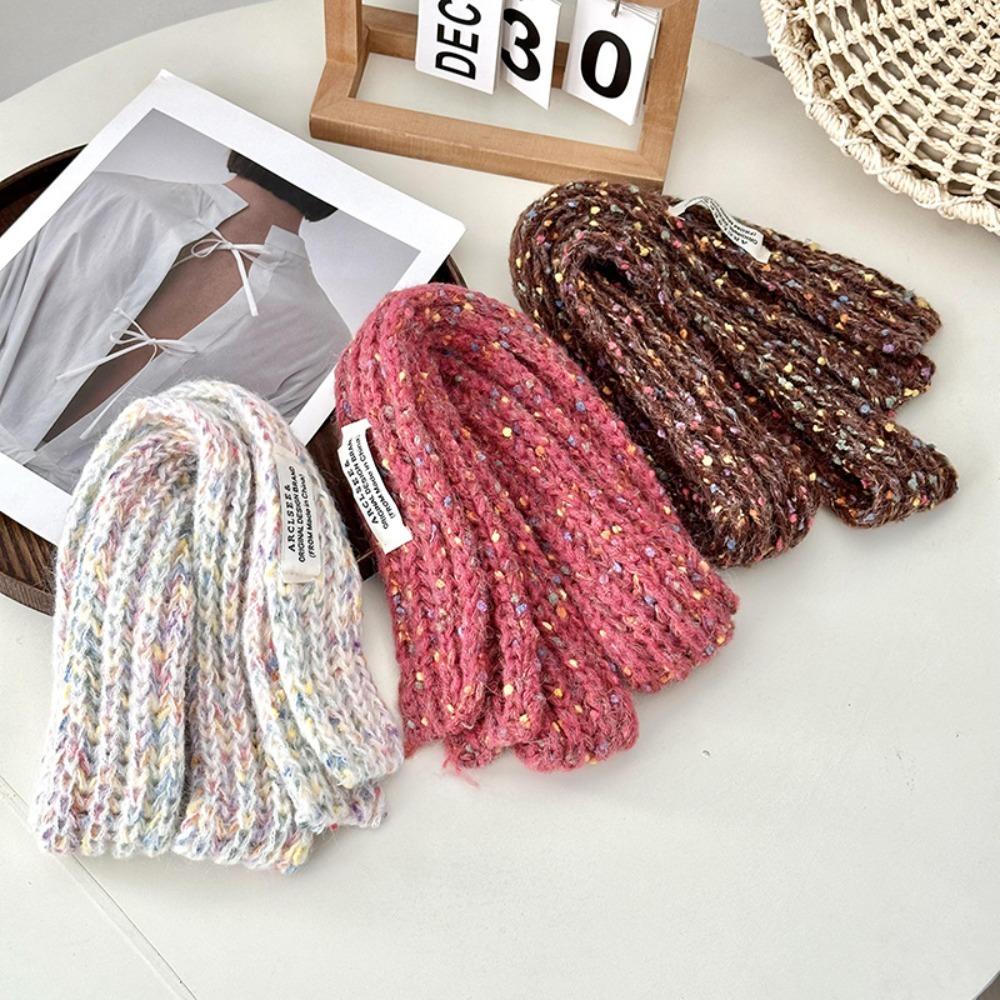 Y2K Style Long Narrow Scarves Harajuku Knitted Colorful Dot Shawl  Streetwear