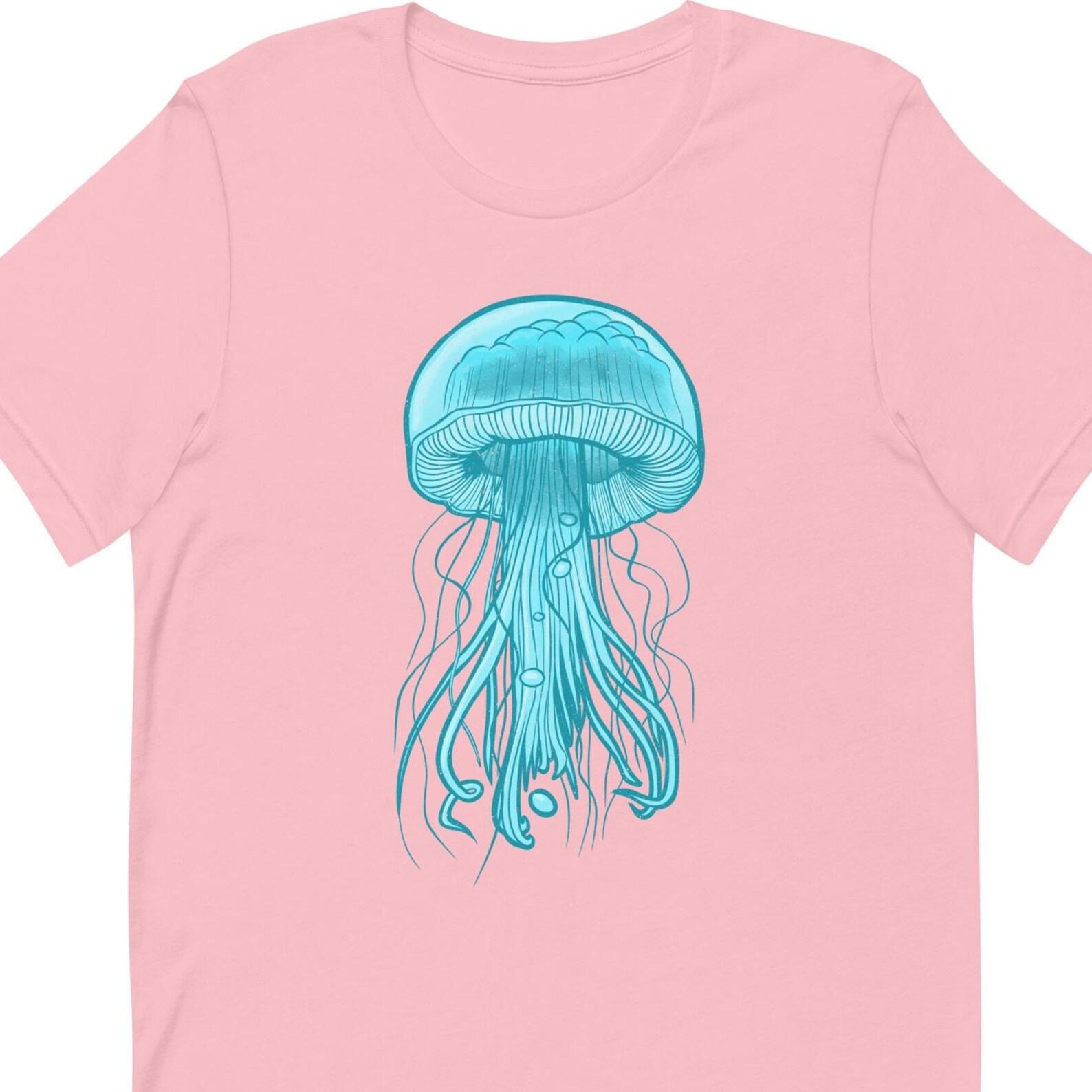 Pink Jellyfish T-Shirt, Sea Life Art S