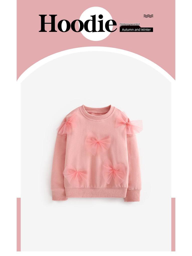 Malwee Girls' Autumn/Winter Sweatshirt: European & American Style Round Neck Long Sleeve Pullover for Kids