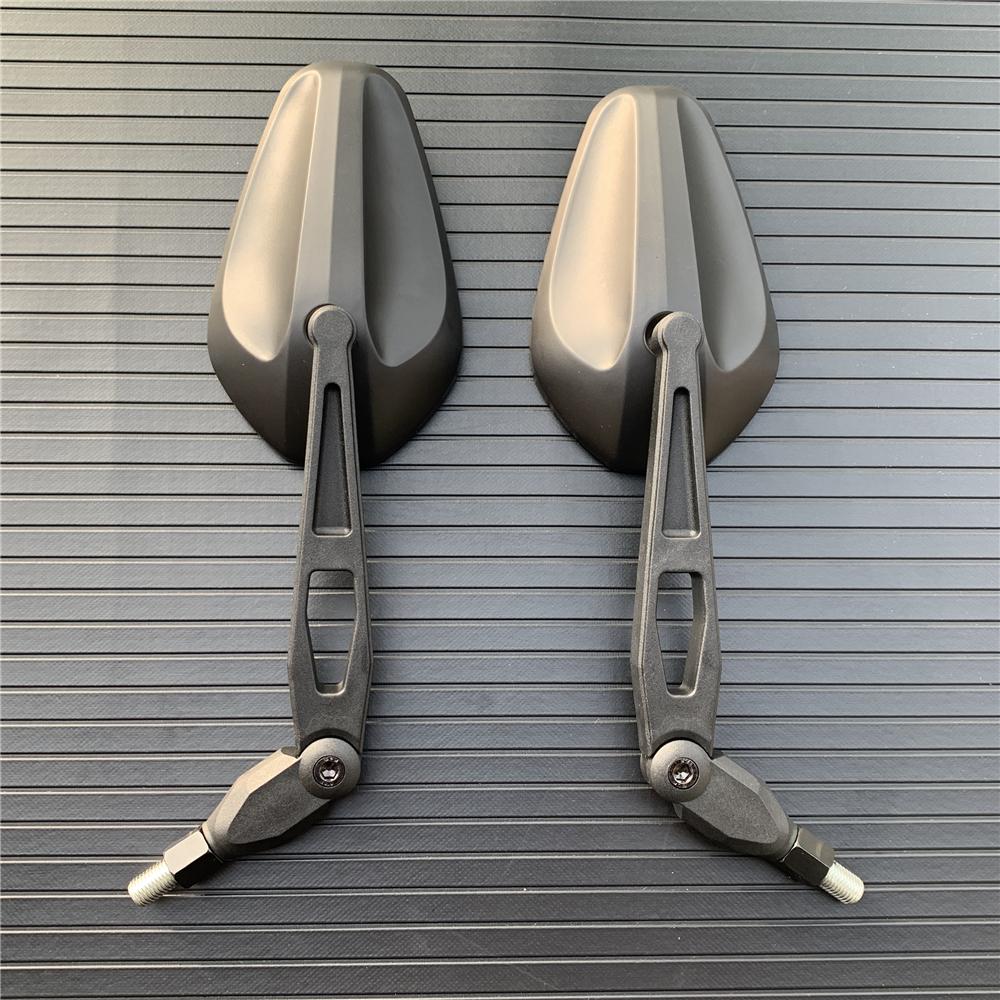 Motorcycle Black Universal 10mm Side Mirror Rearview Mirror Anti-fall Folding Oval