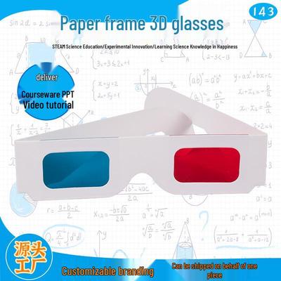 3D Red & Blue Stereoscopic DIY Paper Frame Glasses for Decoding