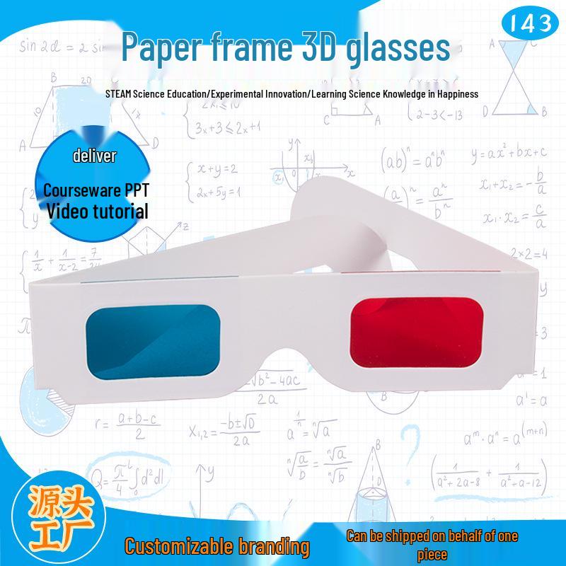 3D Red & Blue Stereoscopic DIY Paper Frame Glasses for Decoding