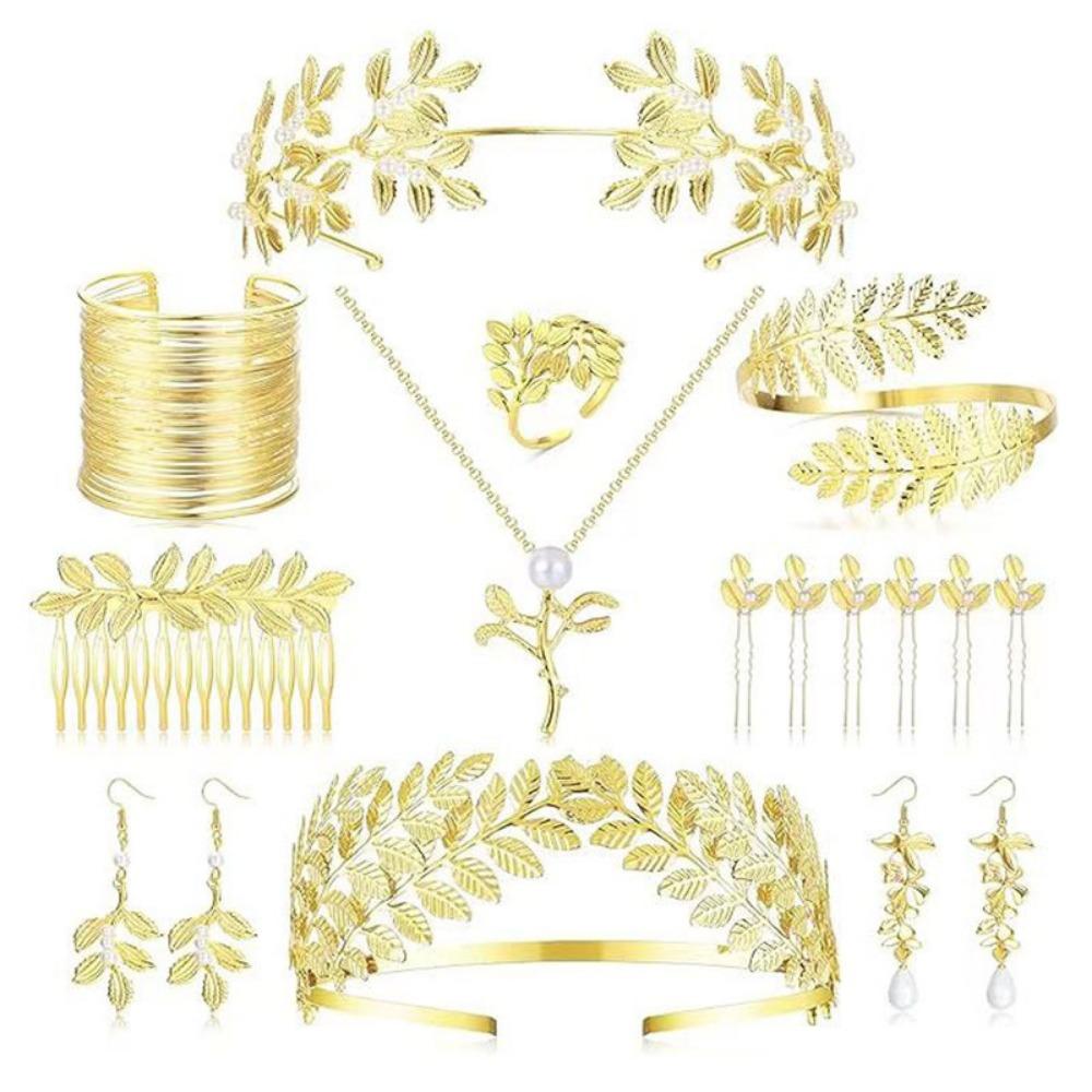 Hair Accessories Fashion Personality Gold Leaf Pearl Headband