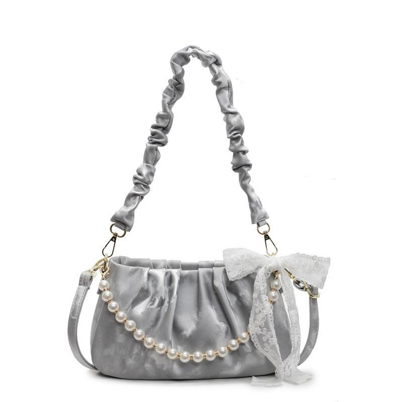 

Популярная в этом году французская нишевая милая плиссированная сумка-багет под мышкой с бисером, универсальная, для поездок на работу, высококлассная текстурированная сумка-мессенджер