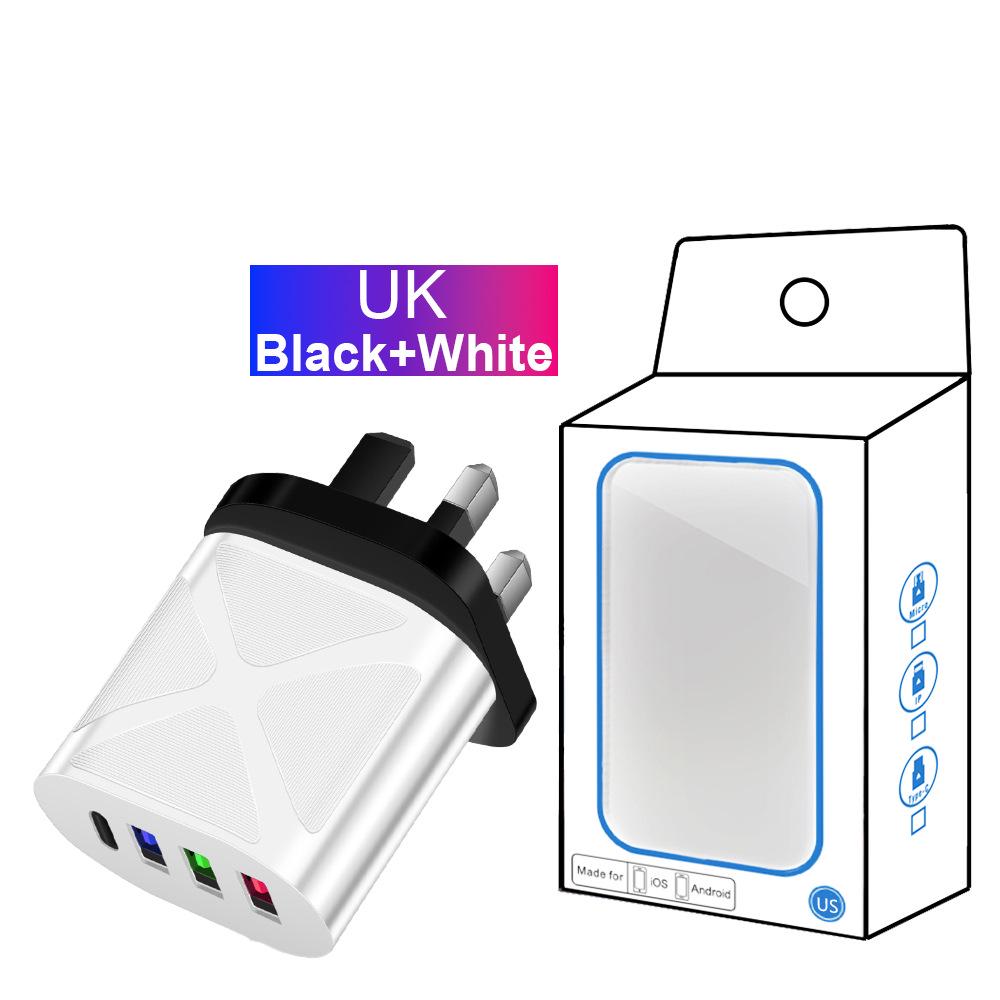 Multi-Port 5V 2.4A Reise-Ladegerät mit 3 USB- & Typ-C-Anschlüssen für EU-, US-, UK-Standards