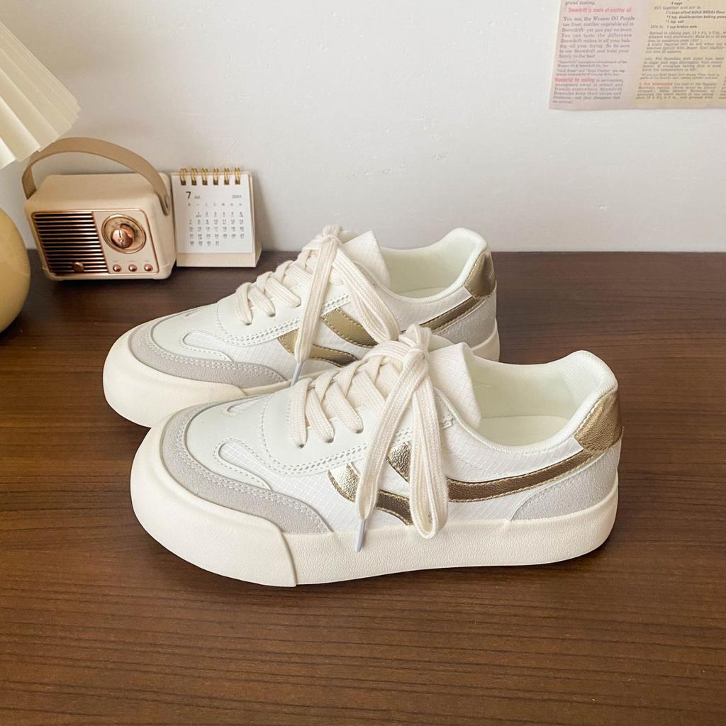 Fashion Board shoes women's versatile spring and autumn new item niche Korean version casual student round headed white shoes