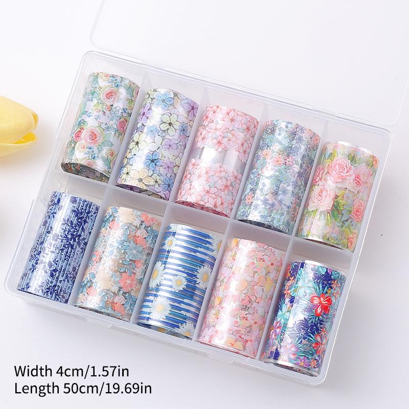 

10 Roll/box Flower Rose Nail Transfer Foils Sticker Paper Floral Stickers Nails Wraps Butterfly Sky Nail Art Stickers Decal Nail