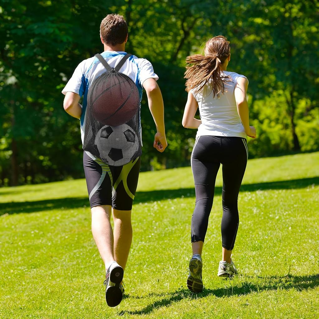 Outdoor Adventures, Versatile Sports Ball Mesh Backpack Drawstring Closure Ideal for Basketball Soccer Volleyball Baseball, Football Drawstring Bag