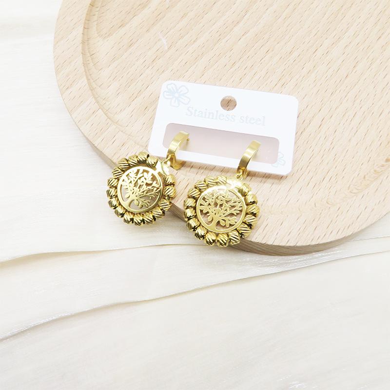 

High-End European & American Vintage Tree of Life Stainless Steel Ear Cuffs for Women чистый/золотой