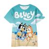 Dzieci 2026 Bluey Kreskówka T-shirt 3D Letni Chłodny Szybkoschnący Krótki Rękaw Nadruk Anime Casualowa Koszulka dla Chłopców i Dziewczynek Codzienna