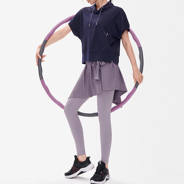 Fila Athletics Loose Solid Color Letter Logo Casual Latte Sports Hooded Short Sleeve Raglan T-Shirt Women Tops Dark-Blue A11W231115F-NV