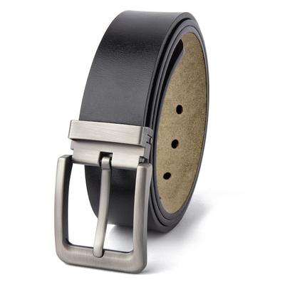 Men's Belt: A Genuine Leather Belt, Suitable for Business and Casual Occasions. Features a Replaceable Buckle and Adjustable Length (black).