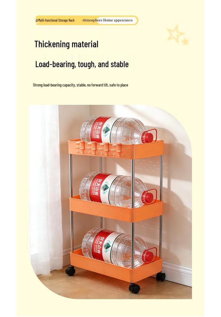 Mobile Multi-layer Floor Storage Rack for Bathroom, Kitchen, and Living Room