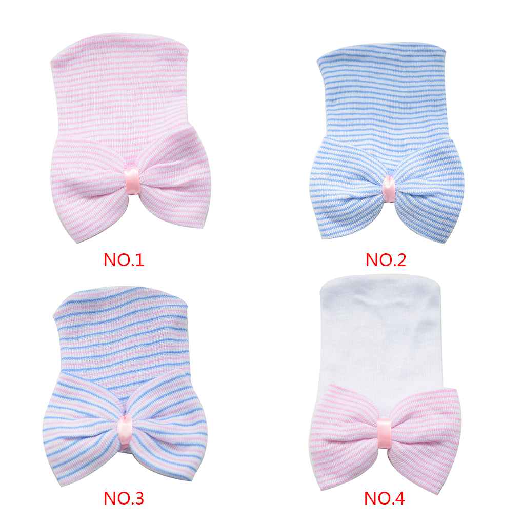 Newborn Baby Girls Hats Infant Nursery Beanie Hospital With Rhinestones Bow Caps