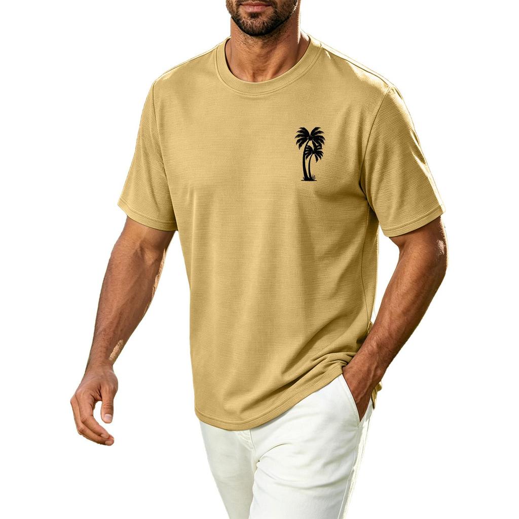 Men's Hawaiian Print Casual Crew Neck T-Shirt Breathable Quick Dry Short Sleeve Tee for Sports and Outdoor Activities