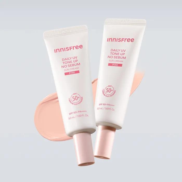 Daily UV Tone-Up No-Sebum Sunscreen 50mL Pink 2 Pieces