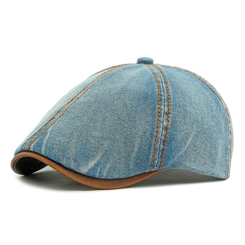 Spring Denim Hat Men's Beret British Retro Six-Piece Cap Women's Forward Cap