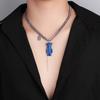 Tide cool hip hop chain blue bear B necklace men's and women's new niche design sweater sweater chain