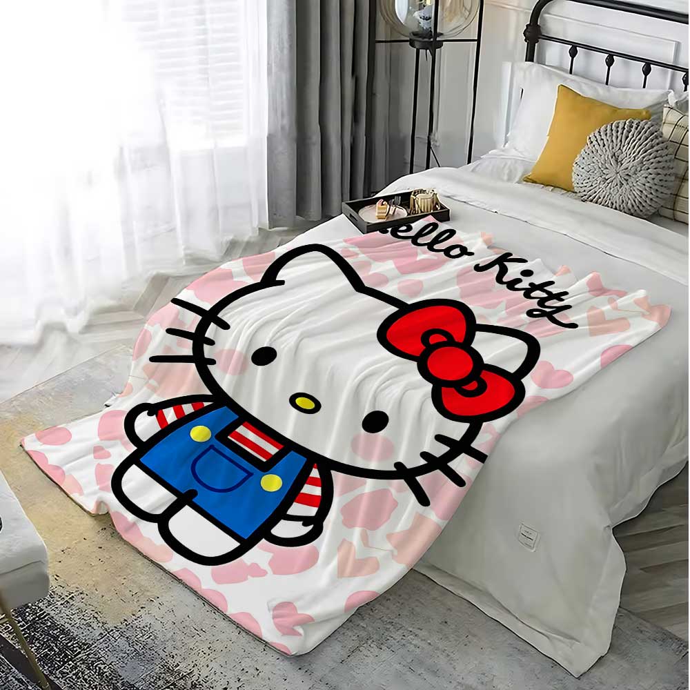 Sanrios Kittys Decorative Sofa Blanket for Living Room Bedspread On the Bed Bedroom Decoration Warm Winter Blankets Home Throw