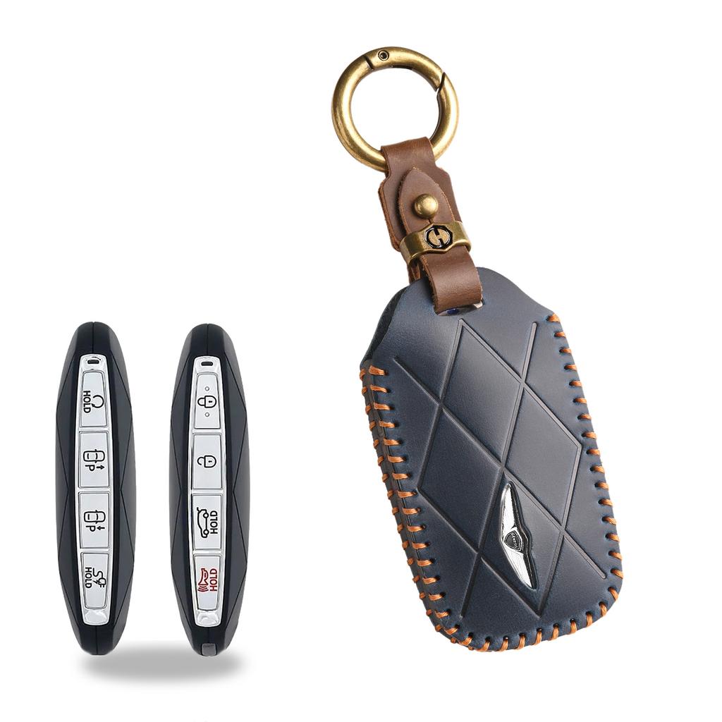 Retro Schlüsselhülle für Genesis GV60 GV90 Lawns Leder Autoschlüssel Schutzhülle Hülle