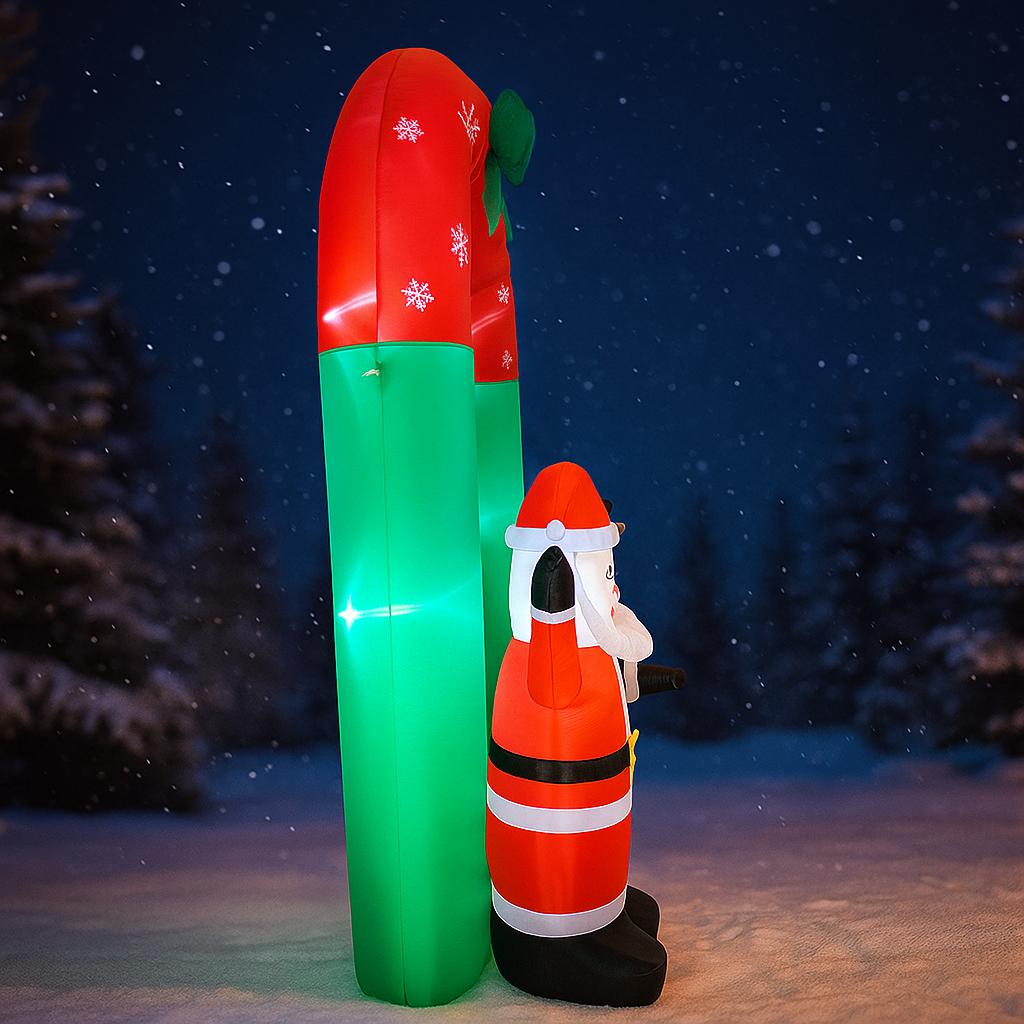 7.87FT Inflatable Christmas Arch Santa Snowman Toy LED Lit Festive Gift Xmas Yard Party Decoration Xmas Supplies Home Ornament