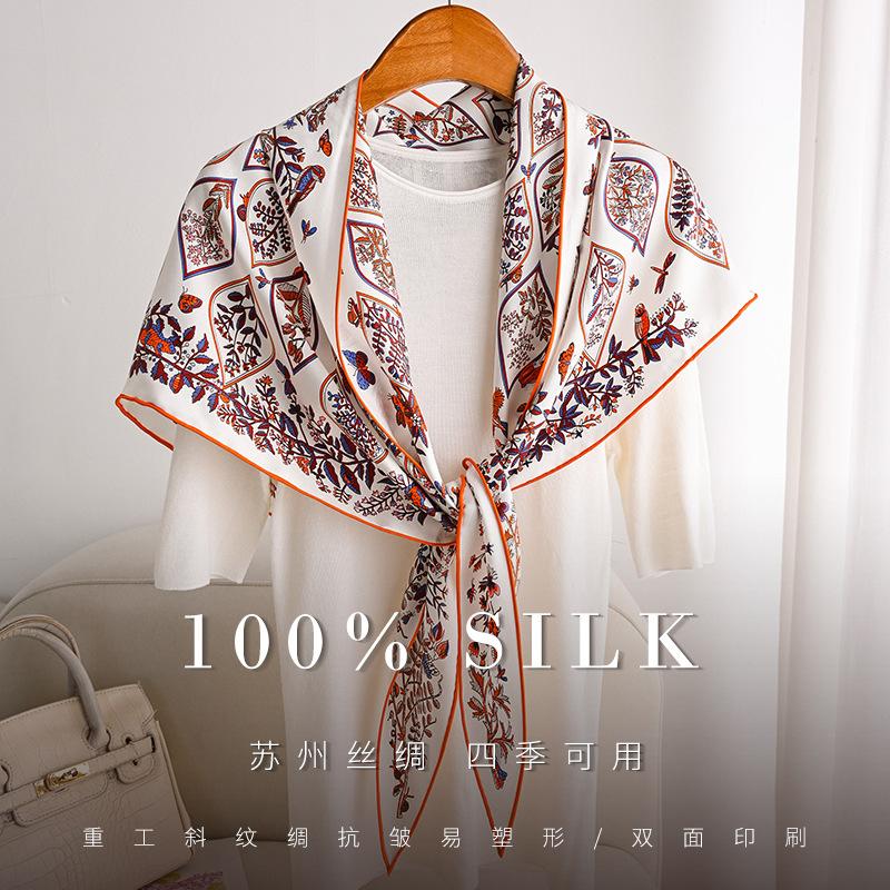 New retro temperament silk silk scarf temperament fashionable mulberry silk silk scarf gift-giving neck silk twill triangle scarf