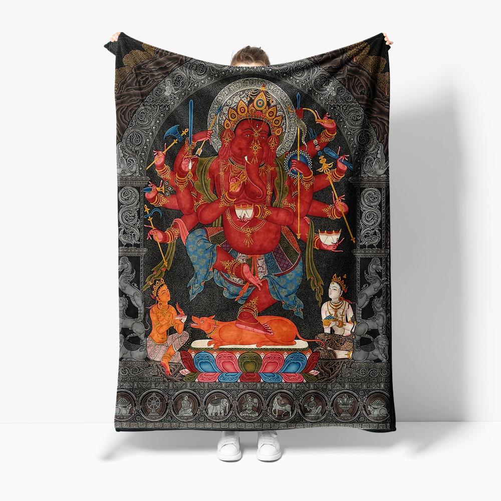 

Shiva Lord Ganesha Flannel printed blanket suitable for all seasons suitable for living room office sofa and travel 180x250CM 75x90cm