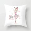 Cartoon Pink Dancing Girl Decorative Cushion Cover Square Polyester Pillowcase Car Sofa Bed Home Decor Pillow Cover 45X45CM