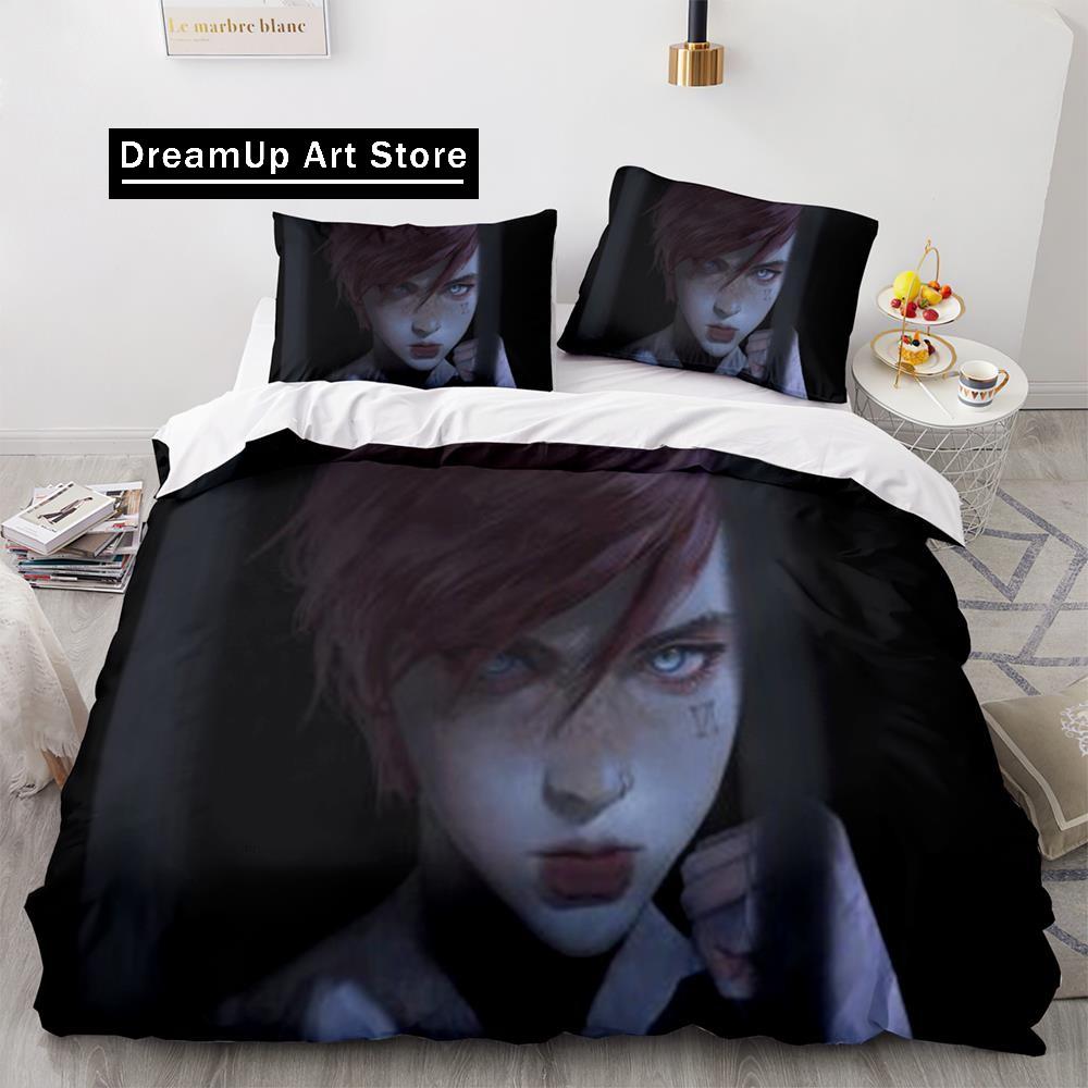 Arcane Anime Hra Jinx Ložní prádlo Sada Roztomilý povlak na prošívanou deku Povlečení s polštářem Twin Single Queen King Size Chlapci Dospělí