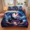 3pcs Scorpio Zodiac Sign Comforter Set with Two Pillowcases (No Core), Home Decor, Festival Gift, Polyester Fabric, Anime Cartoon Design