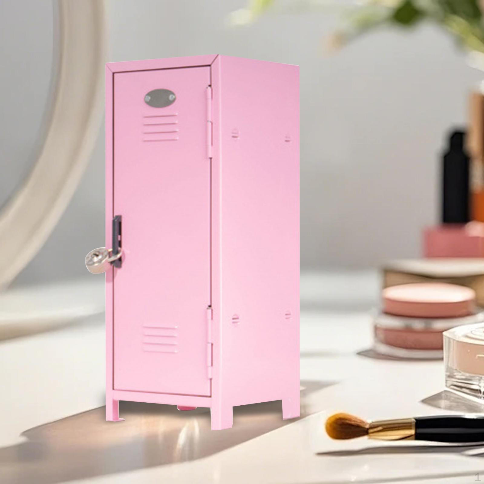 

Компактный металлический шкаф Прочная конструкция с двумя отделениями и замком Идеально подходит для коллекционных предметов светло-розовый