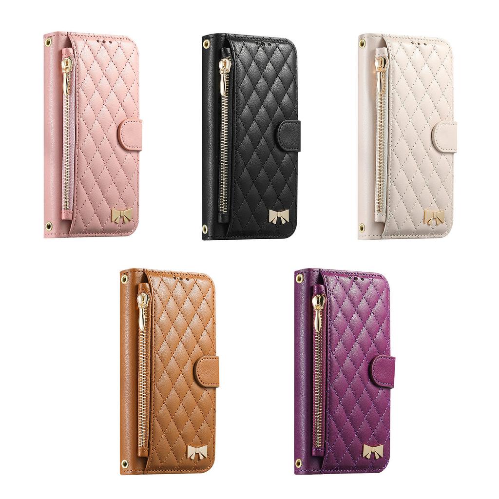 Zipper Flip Cards Solt Wallet Diamond Patterned Leather Case for Samsung Z Fold 8 Ultra Shockproof Book Stand Slim Fit Cover