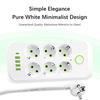 1PC Portable EU Plug Power Strip, 3/6 Widely Outlets with 5 USB Ports (1 USB C), Extension Socket for Travel Office Dorm Home