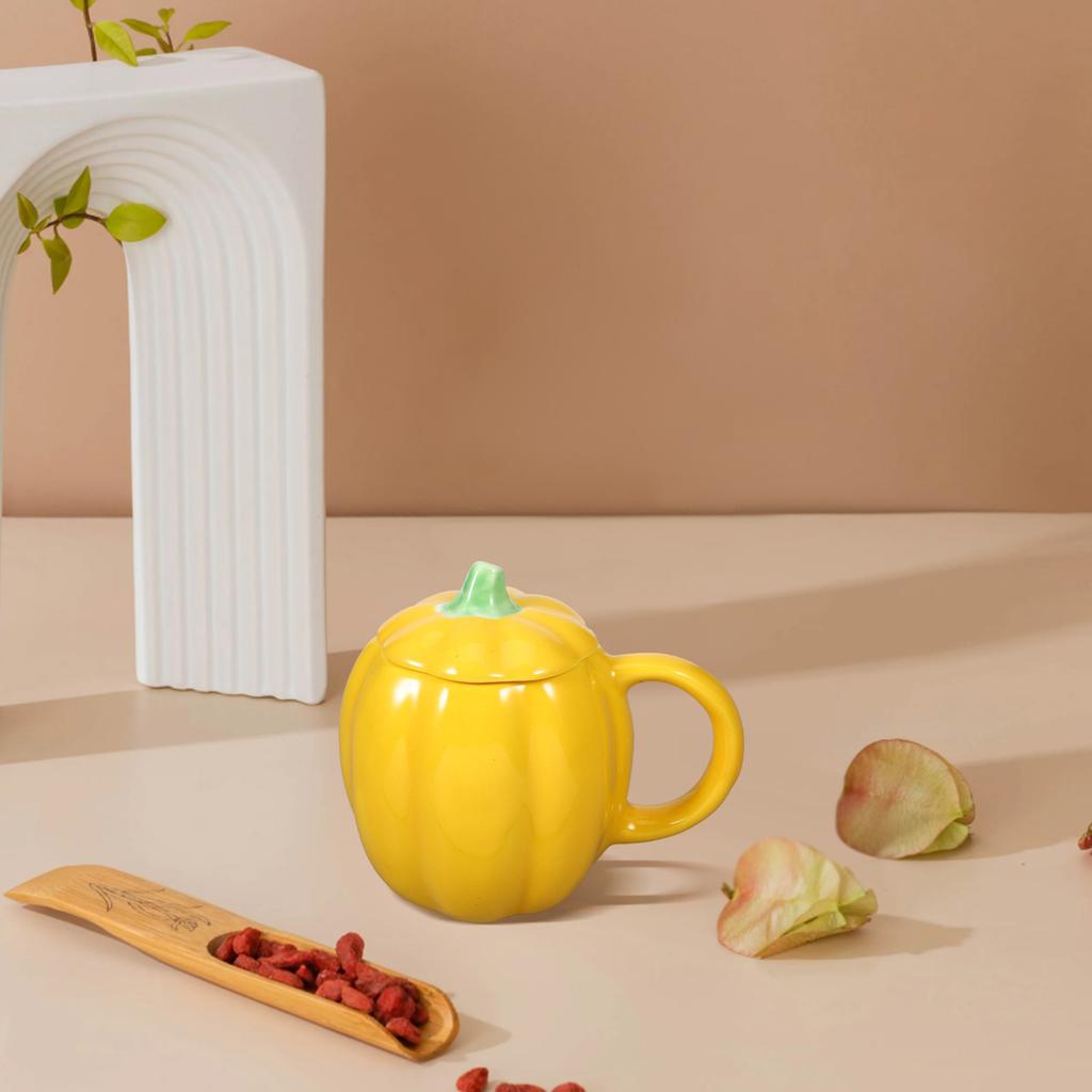 Vintage Ceramic Coffee Mug Pumpkin Shaped Drinking Cup for Hot Beverages Smooth Surface Easy Clean Home Kitchen Office Mug Set