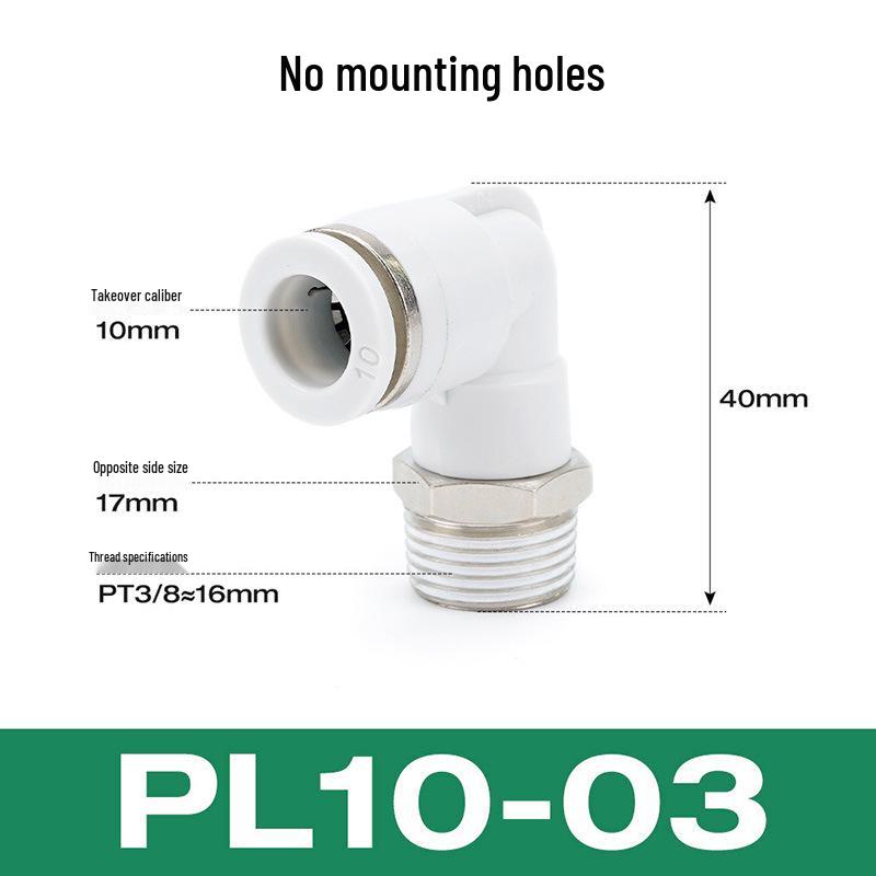 Premium White Male Thread Elbow PL8-02 Pneumatic Connector, 4-M5/6-01/10-03/12-04 Air Tube