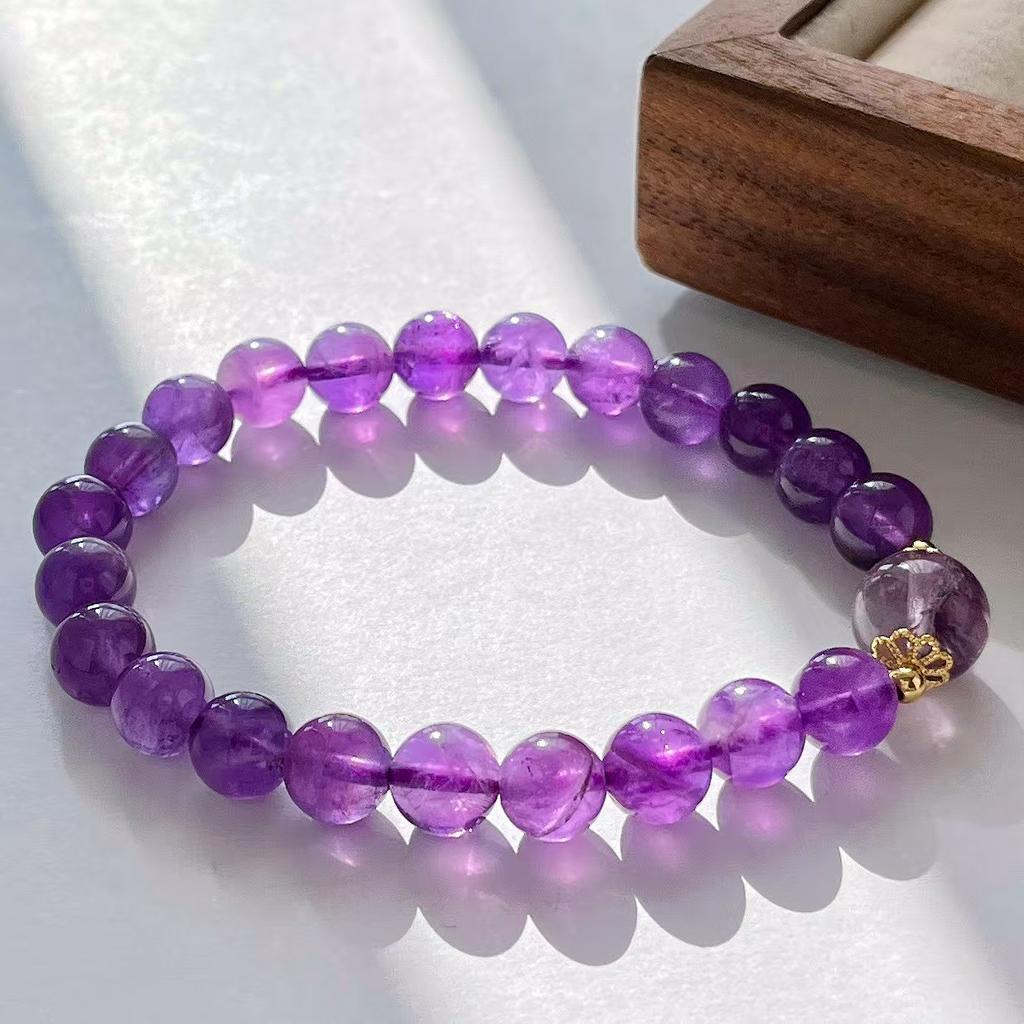Retro High Quality Natural Amethyst Purple Ghost Design Bracelet Bracelet.
